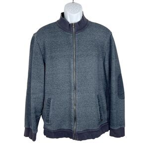 Armani Exchange Men Extra Large Grey Zip Up Sweater Fleece Lined Suede Elbow